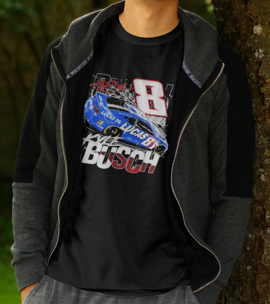 Kyle Busch Lucas Oil #8 Racing Car Red 2 Spot T-Shirt