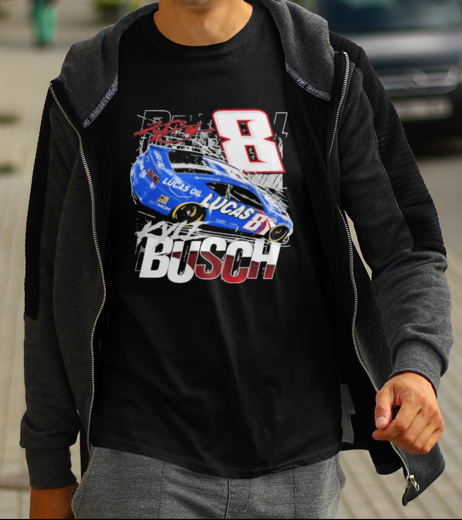 Kyle Busch Lucas Oil #8 Racing Car Red 2 Spot T-Shirt