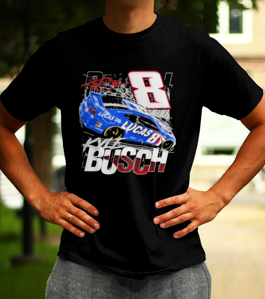 Kyle Busch Lucas Oil #8 Racing Car Red 2 Spot T-Shirt