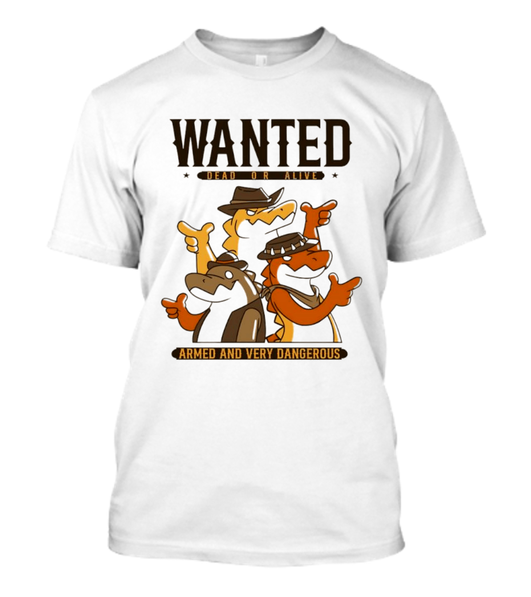 Wanted Dead Or Alive Alligator Cowboy Trio Armed And Very Dangerous T-Shirt