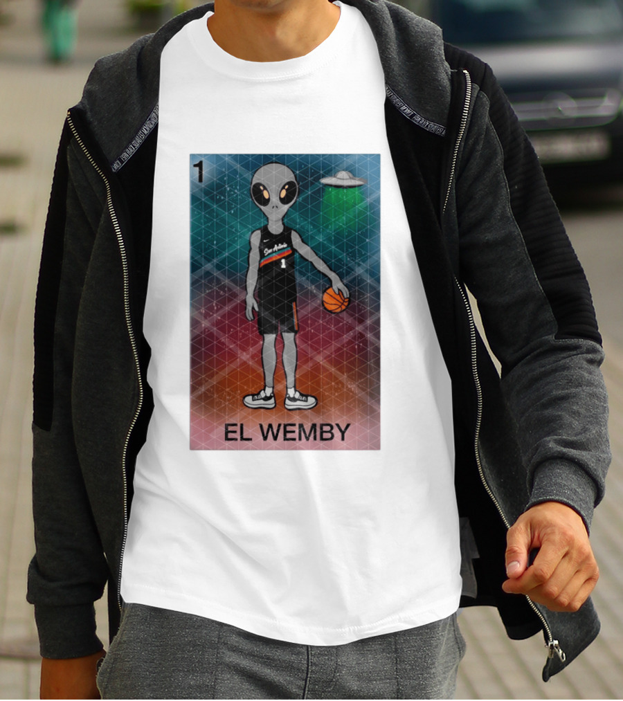El Wemby Lotería Card Alien Victor Wembanyama San Antonio Spurs Basketball NBA 2026 T-Shirt