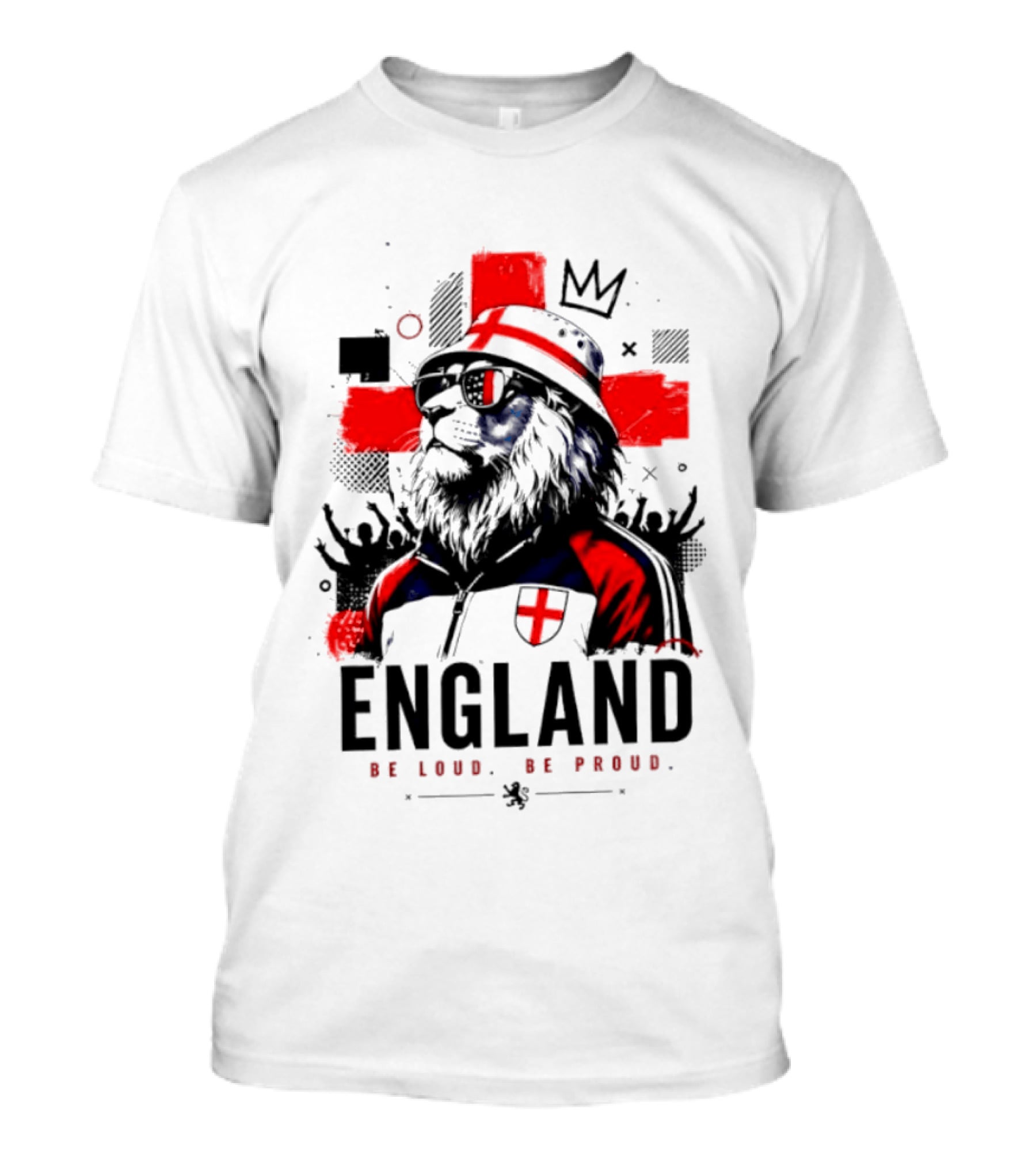 England Be Loud Be Proud Lion With Crown Flag T-Shirt