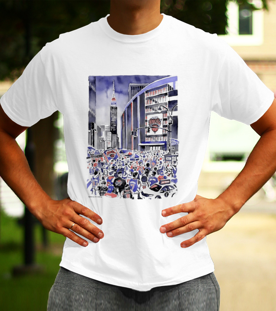 New York Knicks Madison Square Garden Empire State Building Fans Scene T-Shirt