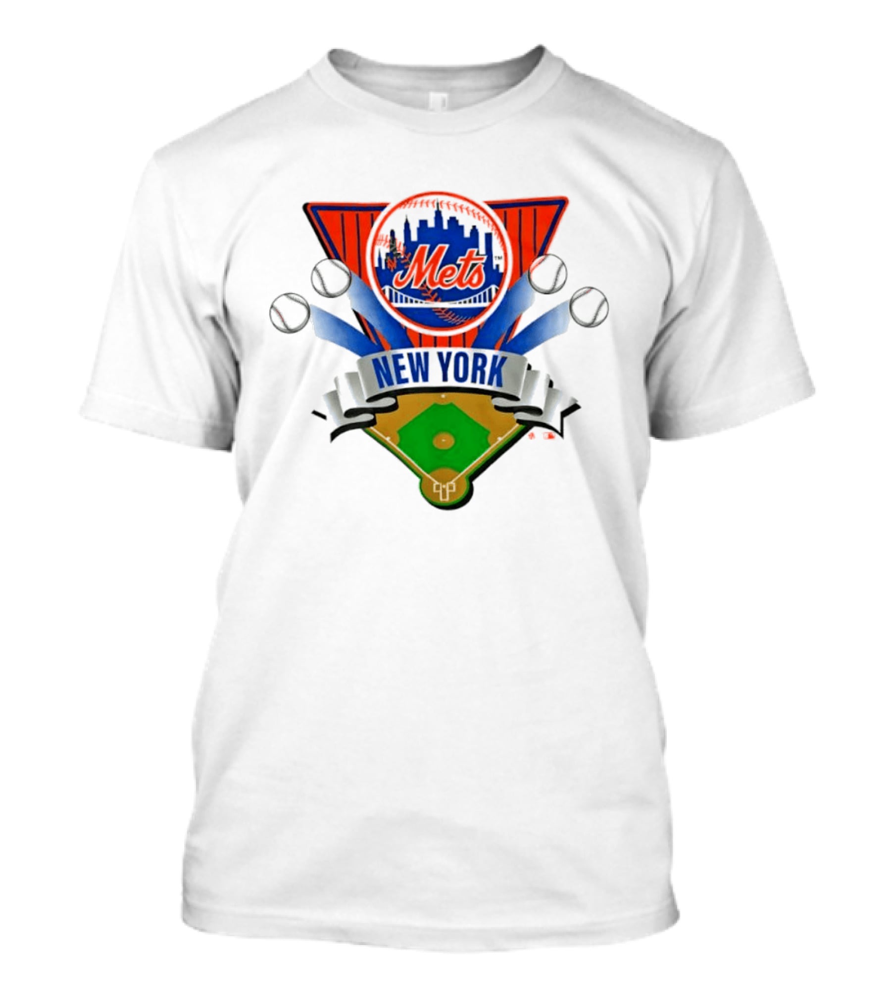 New York Mets Baseball Diamond Skyline And Bats T-Shirt