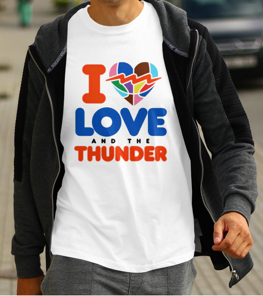 I Love Thunder Heart Color Block T-Shirt
