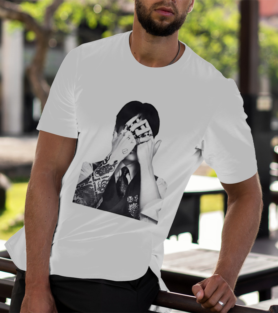 Jungkook BTS Tattoo Hands Rings Black And White Aesthetic T-Shirt