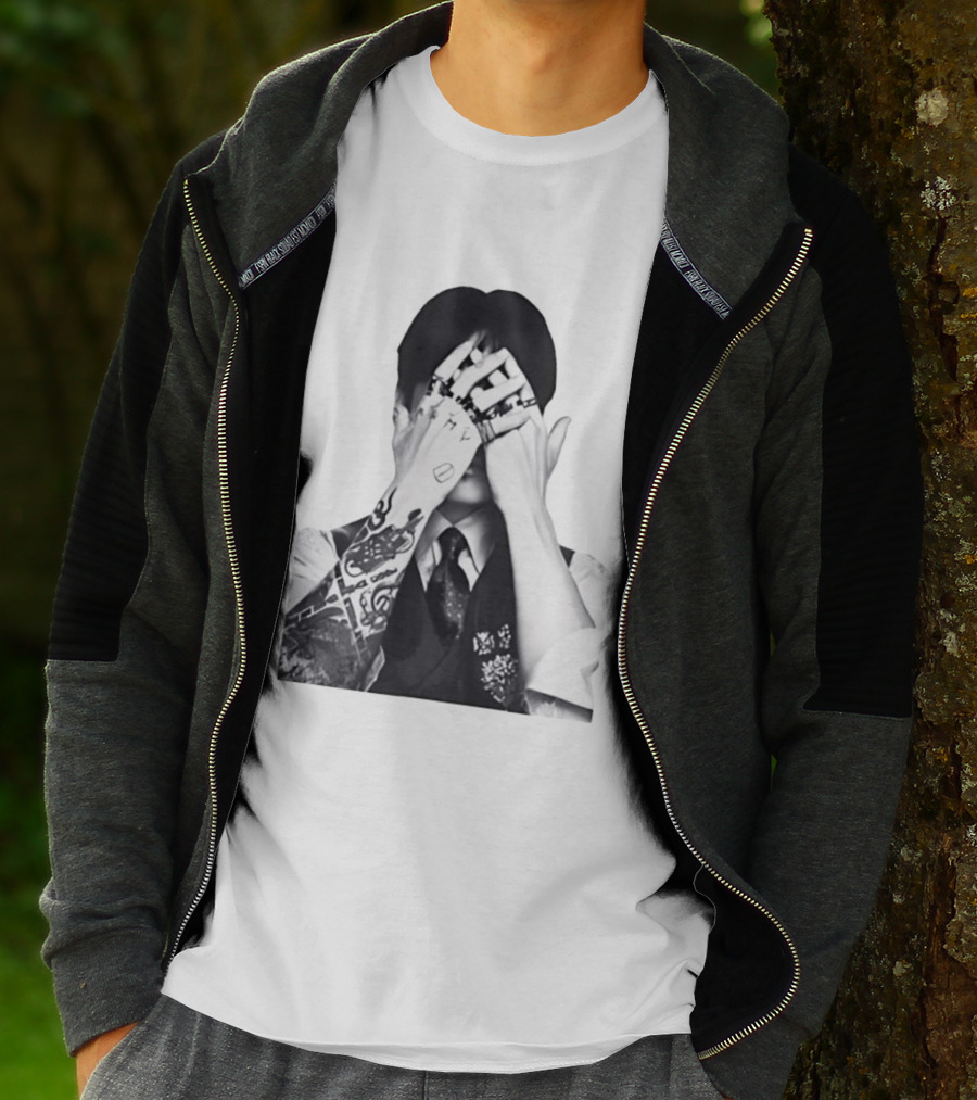 Jungkook BTS Tattoo Hands Rings Black And White Aesthetic T-Shirt