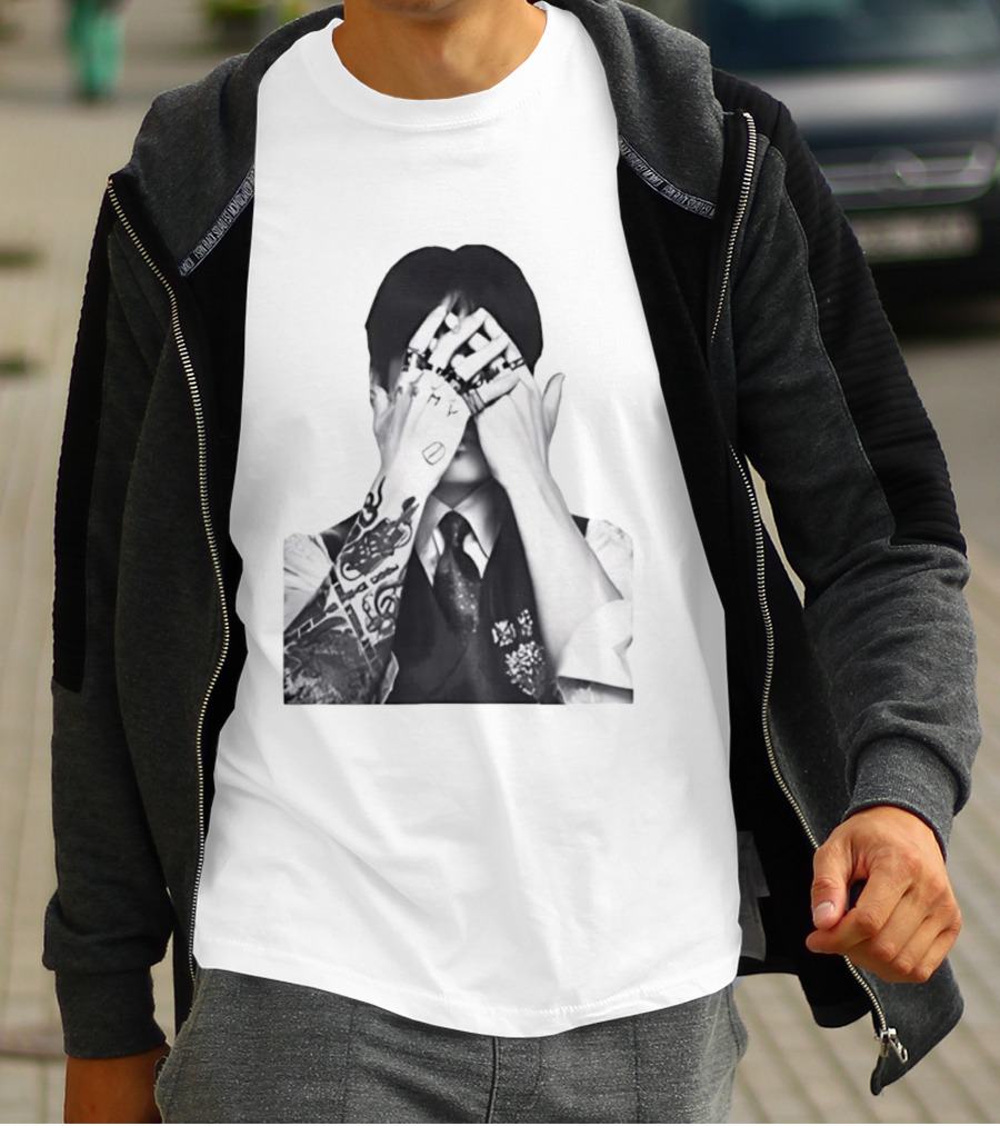 Jungkook BTS Tattoo Hands Rings Black And White Aesthetic T-Shirt