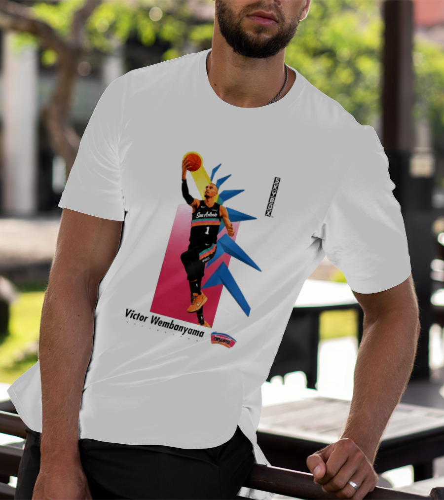 Victor Wembanyama San Antonio Spurs Basketball NBA Skybox 90s Retro Dunking Action T-Shirt