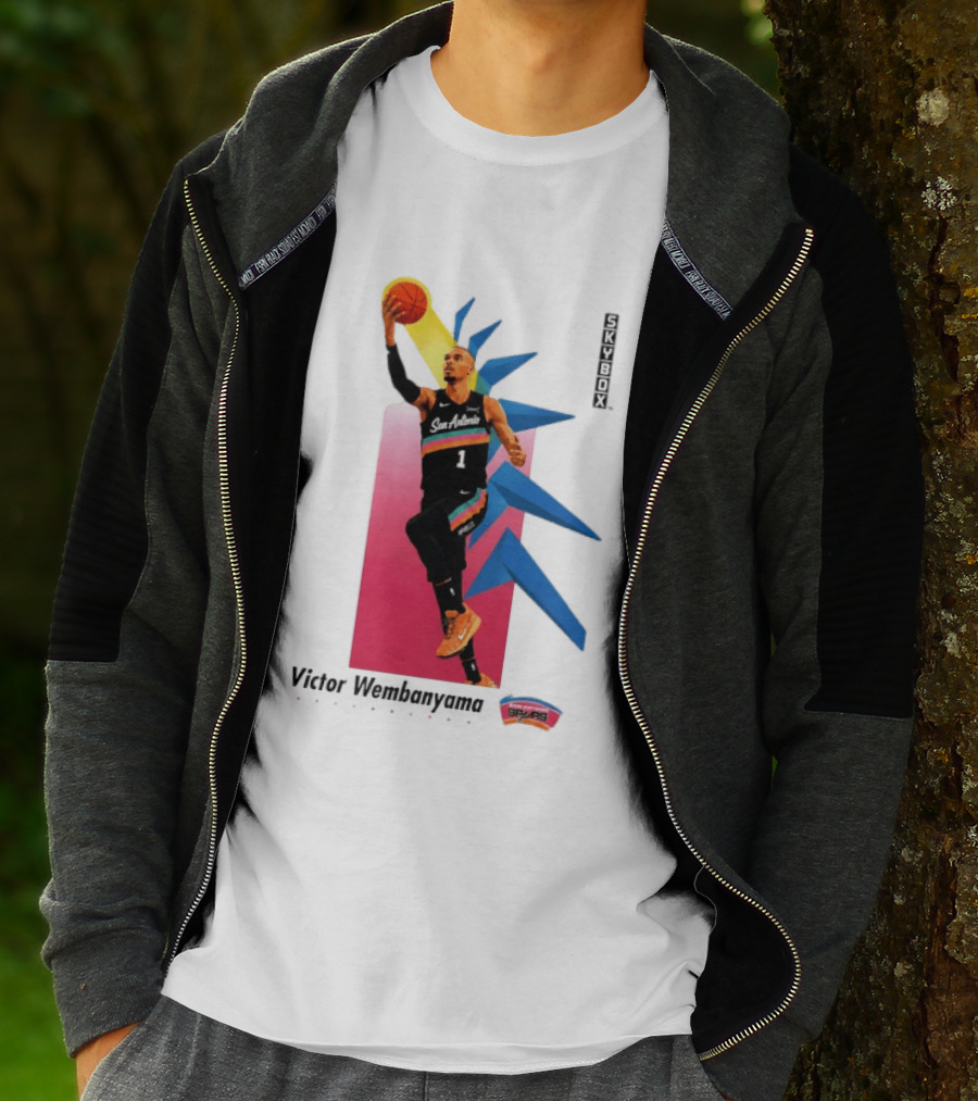 Victor Wembanyama San Antonio Spurs Basketball NBA Skybox 90s Retro Dunking Action T-Shirt