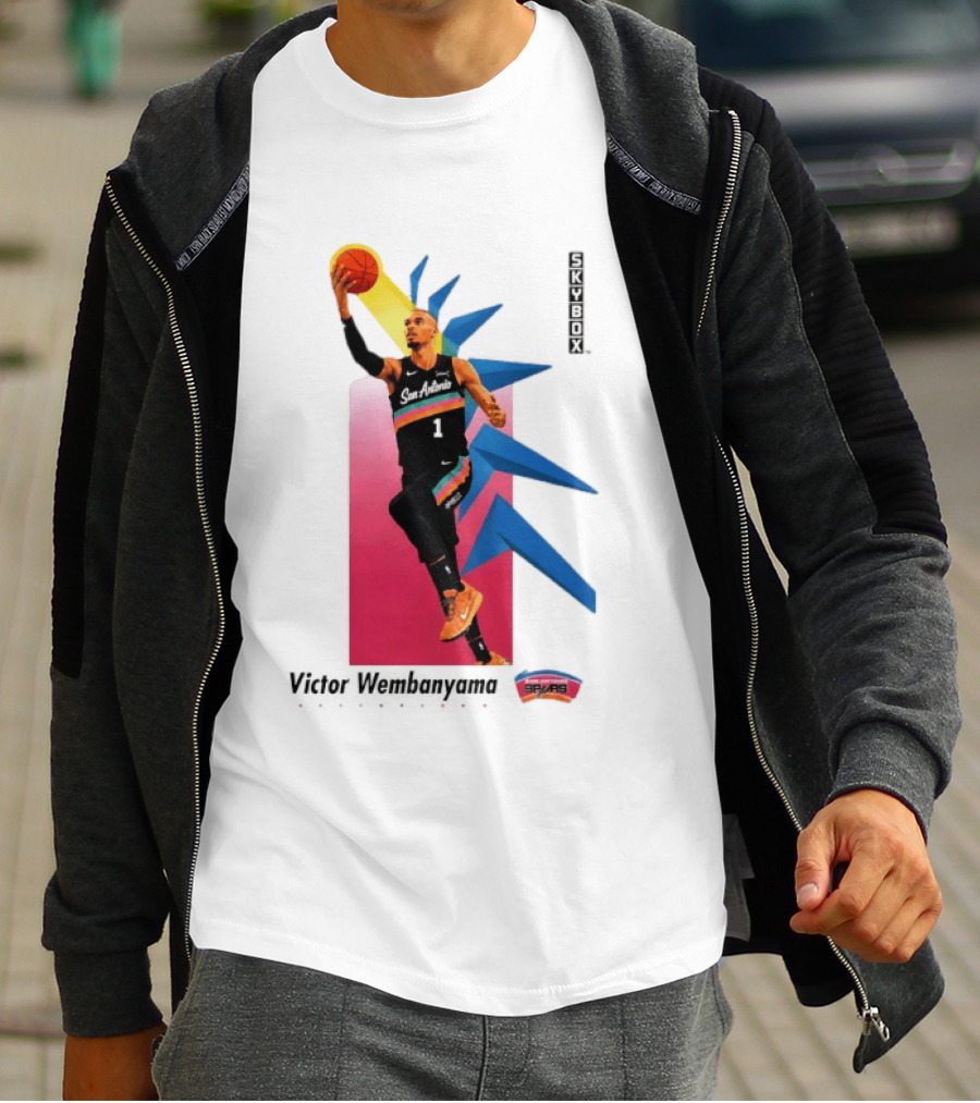 Victor Wembanyama San Antonio Spurs Basketball NBA Skybox 90s Retro Dunking Action T-Shirt