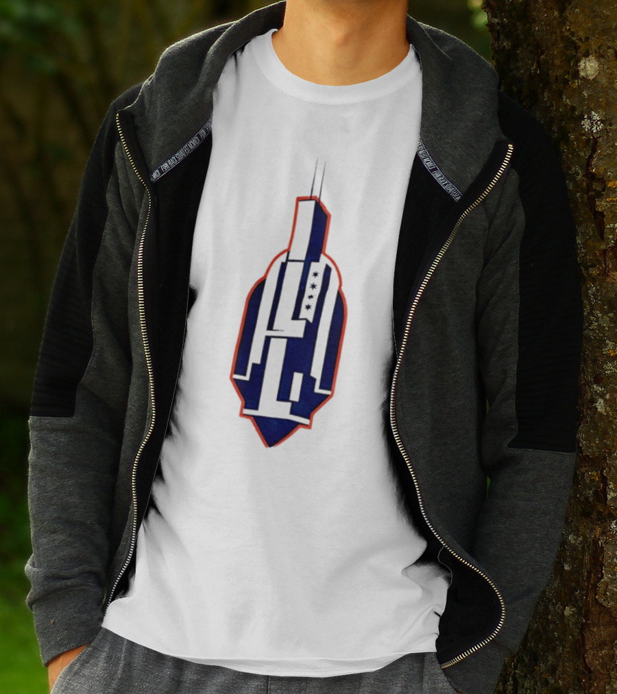 Chicago Skyline Willis Tower Symbol With Flag Stars T-Shirt