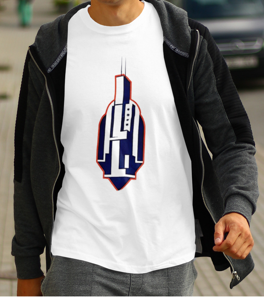 Chicago Skyline Willis Tower Symbol With Flag Stars T-Shirt
