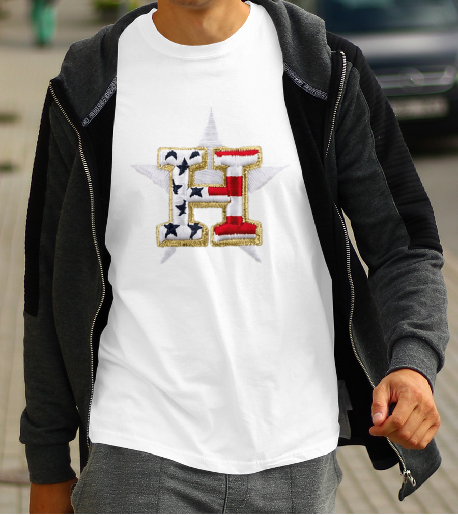 America 250th Astros Stars Stripes Patriotic Hat T-Shirt