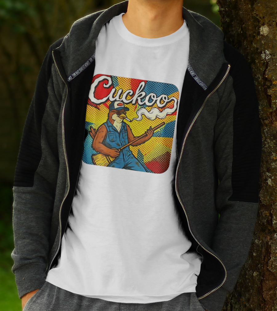 Cuckoo Smoking Bird In Sunglasses Retro Pop T-Shirt