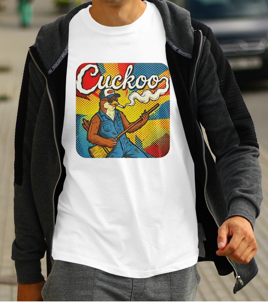 Cuckoo Smoking Bird In Sunglasses Retro Pop T-Shirt