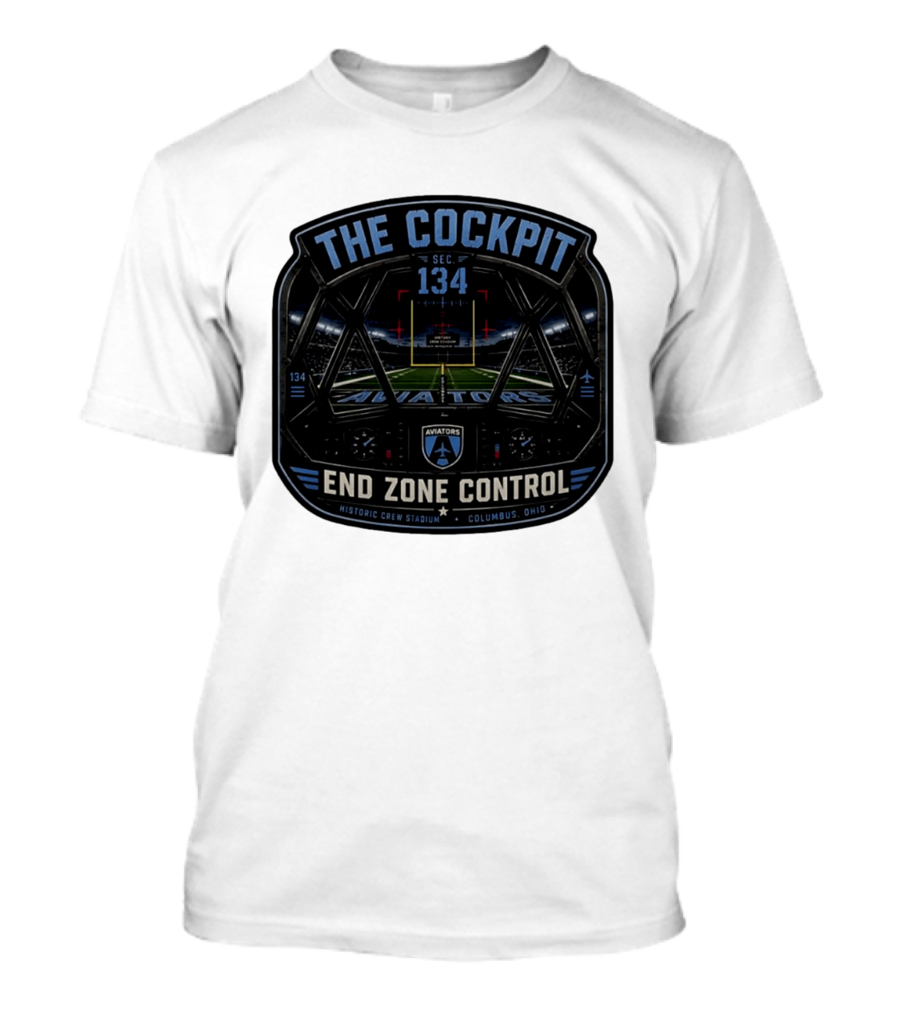 The Cockpit Sec 134 Aviators End Zone Control Historic Crew Stadium Columbus Ohio T-Shirt