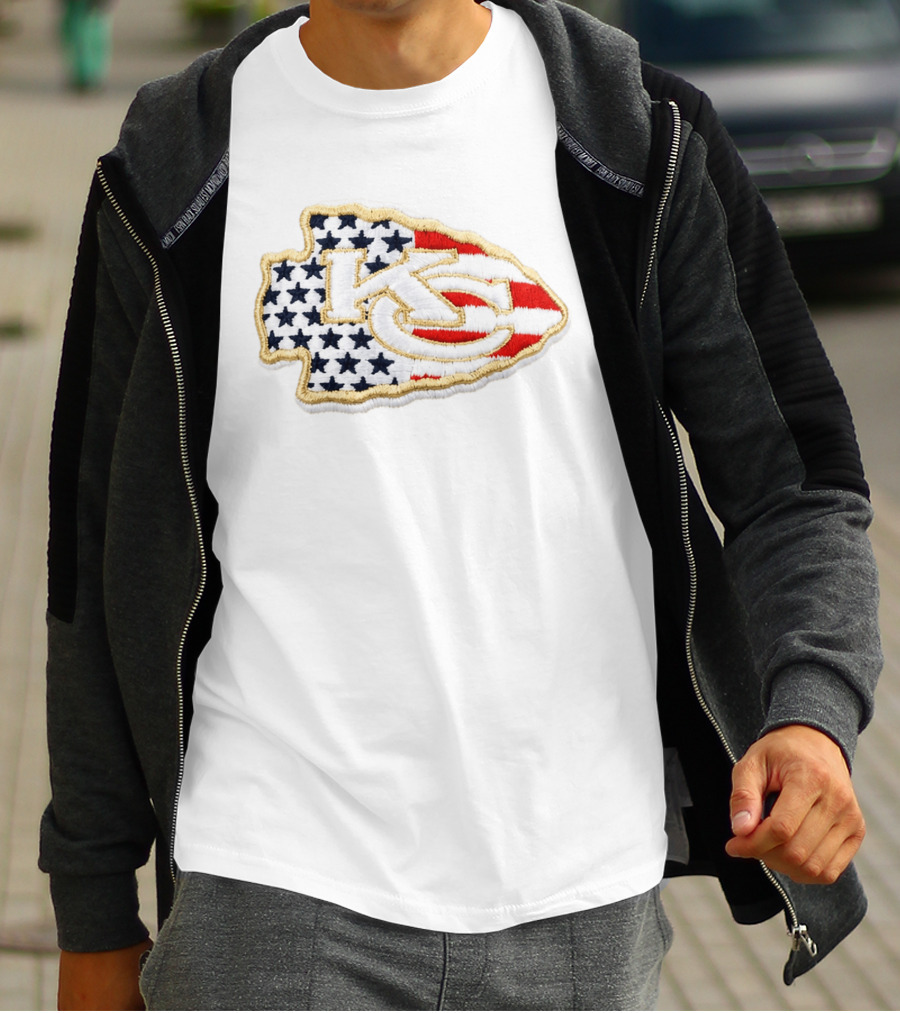 USA 250 Chiefs Stars And Stripes KC Patch T-Shirt