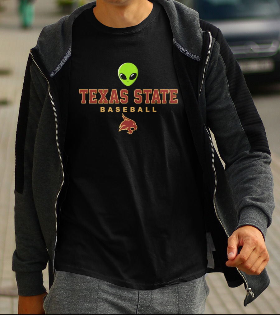 Texas State Baseball Alien Bobcat T-Shirt