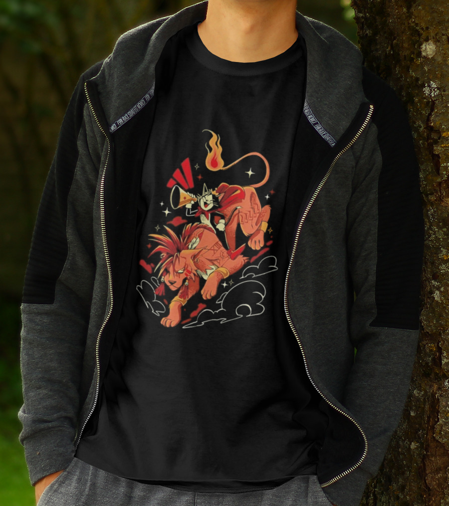 Cait Sith Red XIII Fantasy Adventure Duo Red Rider T-Shirt