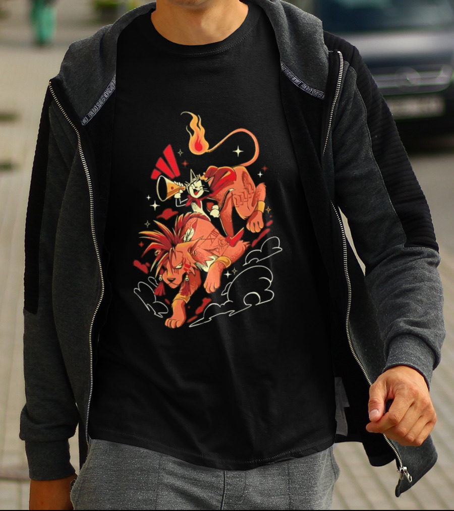Cait Sith Red XIII Fantasy Adventure Duo Red Rider T-Shirt