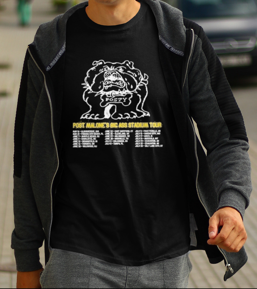 Post Malone's Big Ass Stadium Tour Posty Bulldog T-Shirt