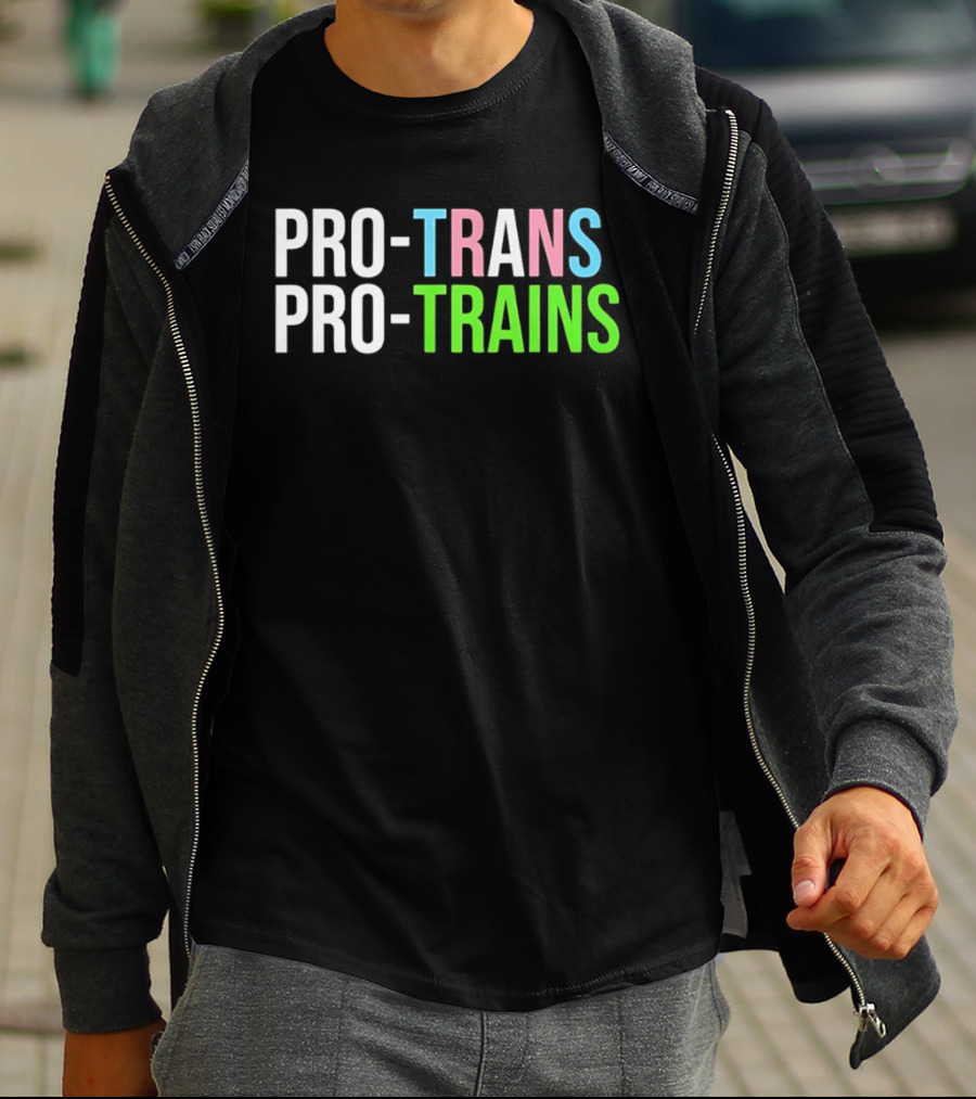 PRO TRANS PRO TRAINS Transgender Ally Public Transport Message T-Shirt