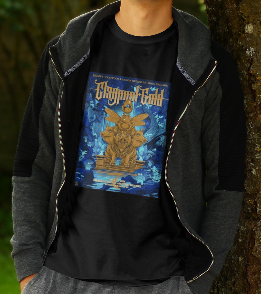 Claypool Gold Primus Frog Brigade May 31 2026 Meadow Brook Amphitheatre Rochester Hills MI T-Shirt