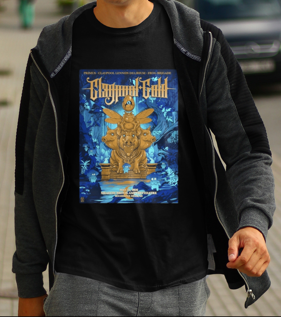 Claypool Gold Primus Frog Brigade May 31 2026 Meadow Brook Amphitheatre Rochester Hills MI T-Shirt