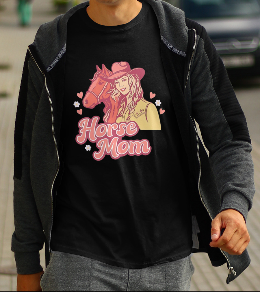 Cowgirl Horse Mom With Mustang And Hearts T-Shirt