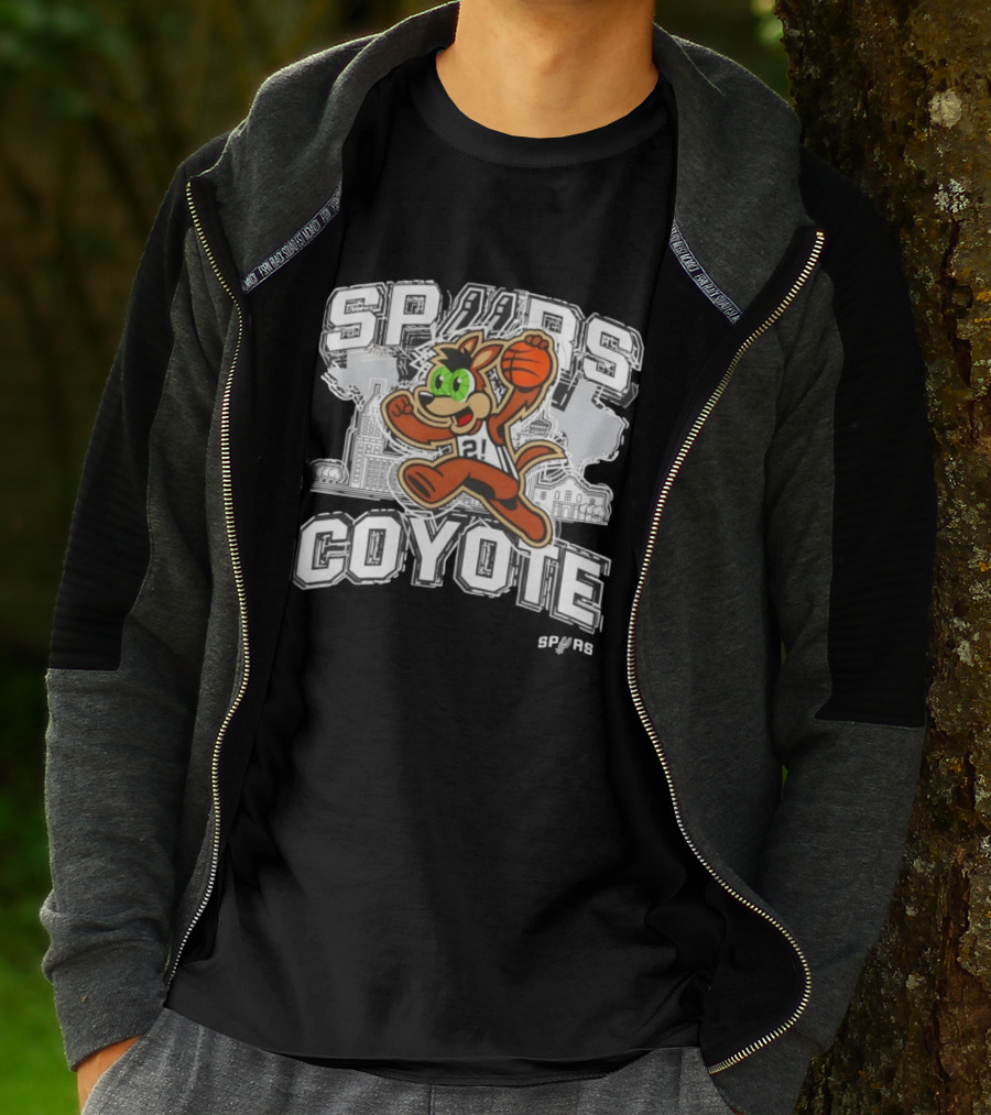 Spurs Coyote Basketball San Antonio City Skyline T-Shirt
