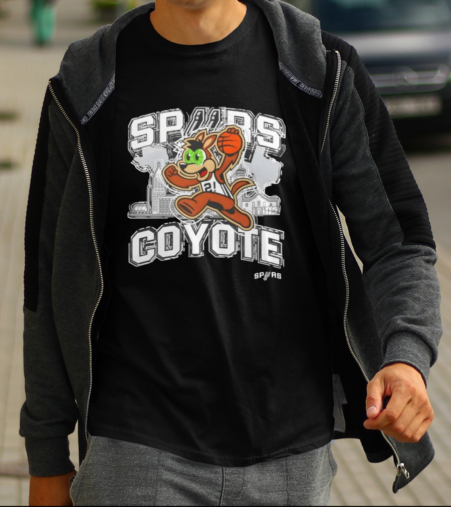 Spurs Coyote Basketball San Antonio City Skyline T-Shirt