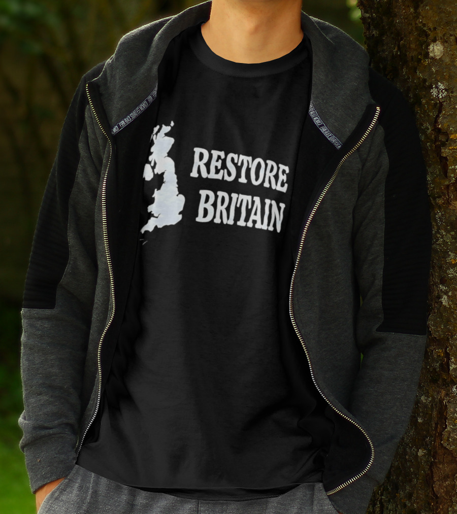 Restore Britain Map Text With United Kingdom T-Shirt