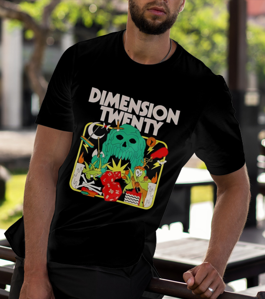 Dimension Twenty RPG Dice Skull Adventure T-Shirt