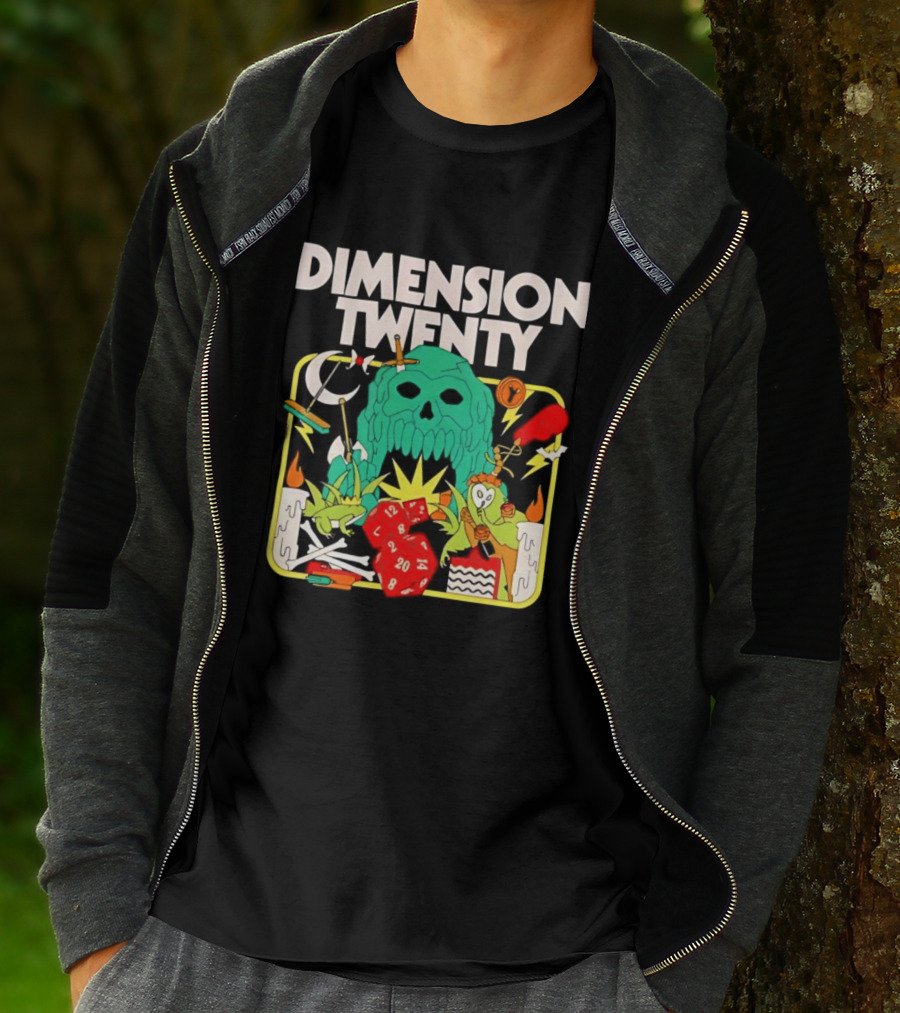Dimension Twenty RPG Dice Skull Adventure T-Shirt