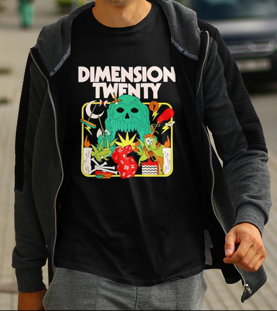 Dimension Twenty RPG Dice Skull Adventure T-Shirt