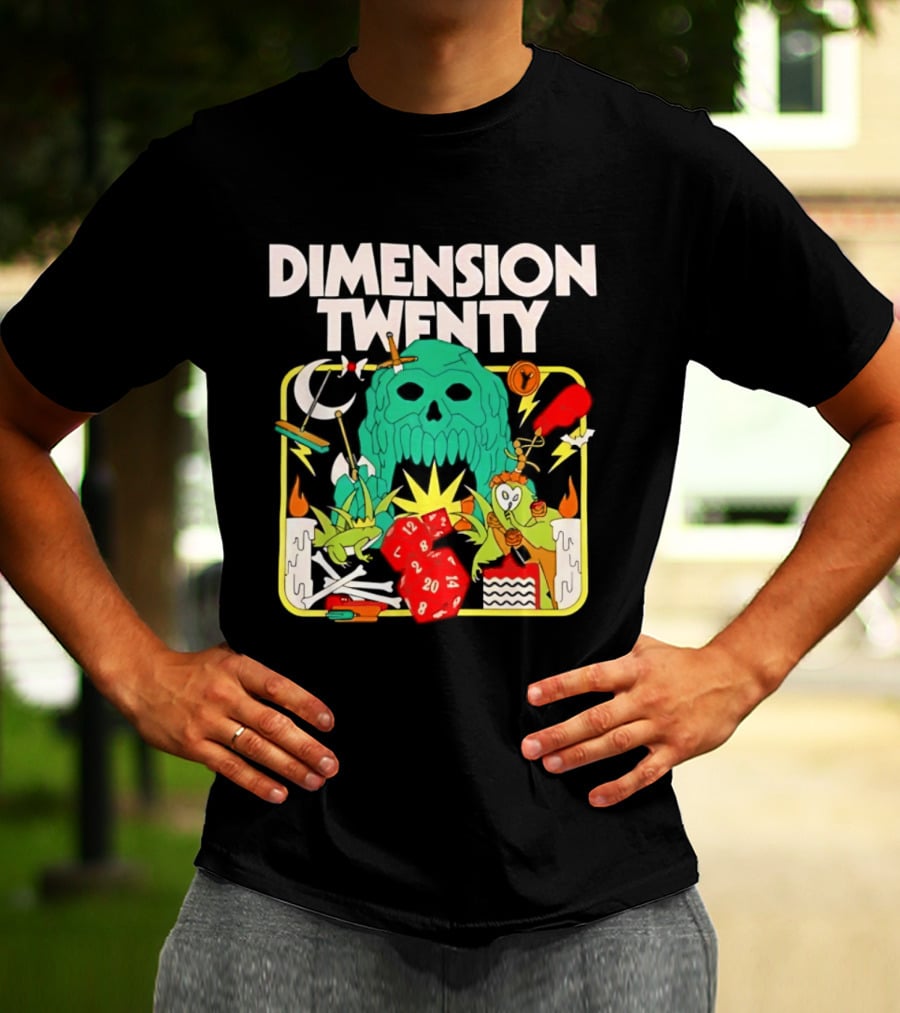 Dimension Twenty RPG Dice Skull Adventure T-Shirt