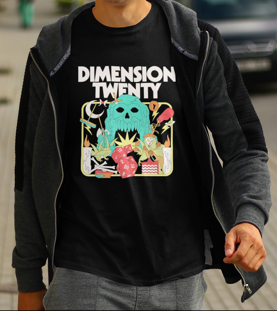 Dimension Twenty Skull Dice Fantasy Adventure T-Shirt