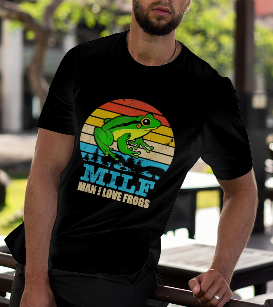 Frog MILF Man I Love Frogs Retro Sunset T-Shirt
