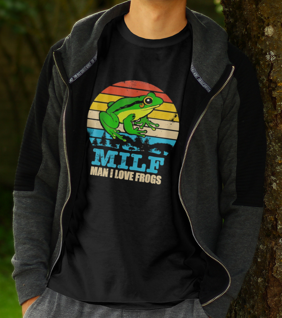 Frog MILF Man I Love Frogs Retro Sunset T-Shirt