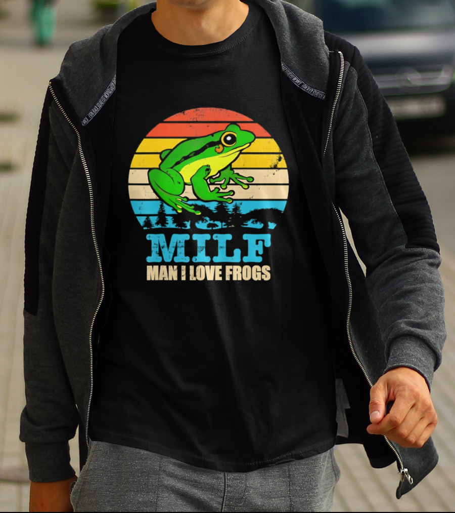 Frog MILF Man I Love Frogs Retro Sunset T-Shirt