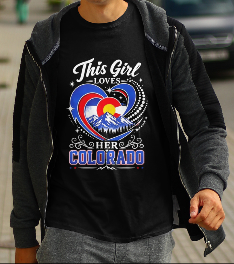 This Girl Loves Her Colorado With Heart And Mountain Scene T-Shirt