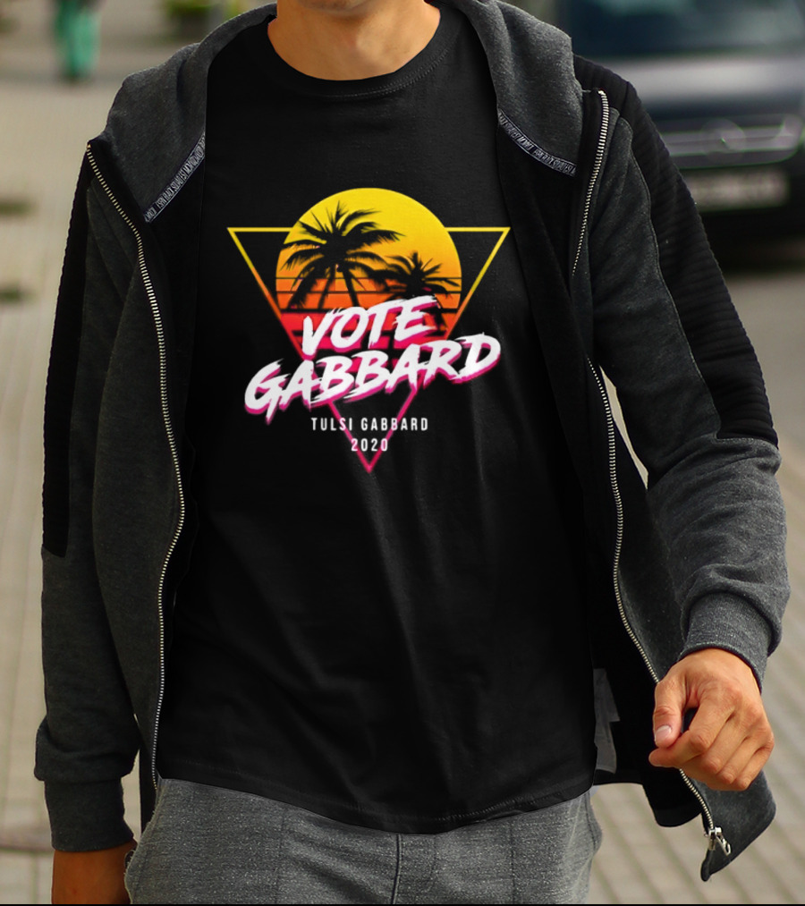 Vote Gabbard Tulsi Gabbard 2020 Sunset Palm Trees T-Shirt