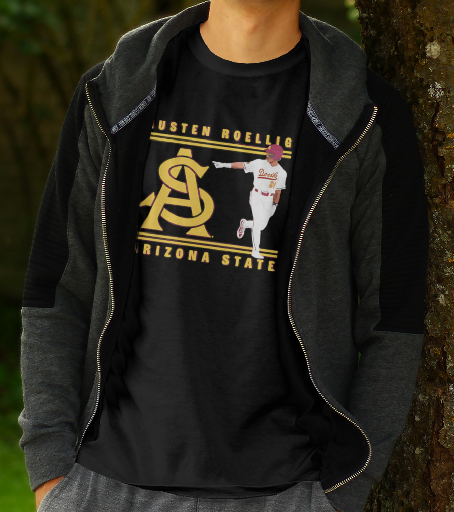 Austen Roellig Arizona State Devils Baseball NCAA Illustrated ASU T-Shirt