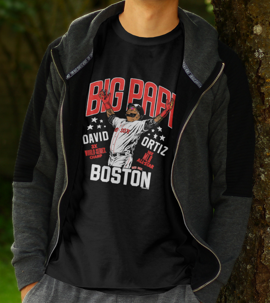 BIG PAPI David Ortiz 3X World Series Champ 10X All Star Boston Red Sox T-Shirt