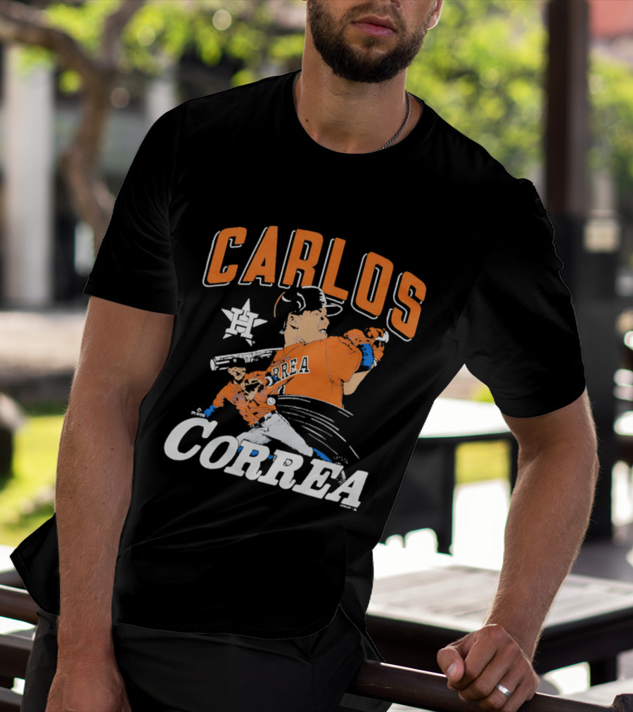 Carlos Correa Astros Caricature Tri Blend T-Shirt