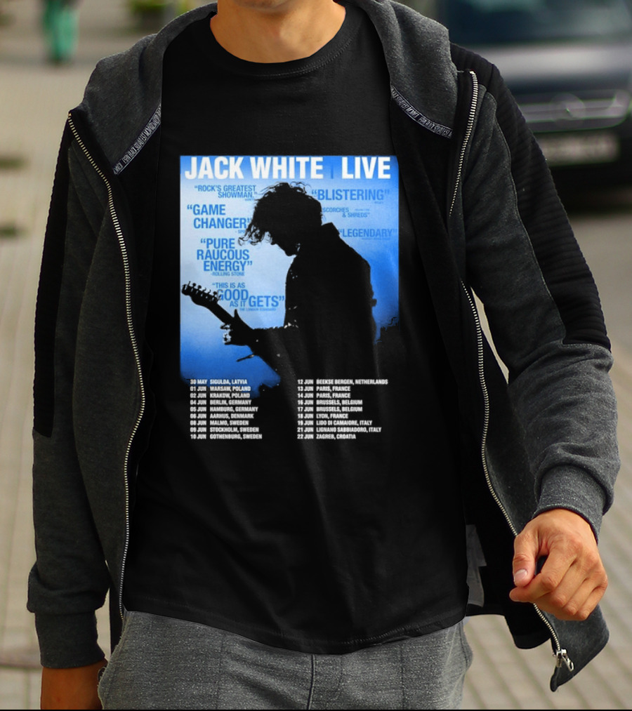 Jack White Live Europe 2026 Tour Dates Schedule Legendary Rock Concert Experience T-Shirt