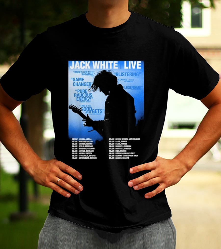 Jack White Live Europe 2026 Tour Dates Schedule Legendary Rock Concert Experience T-Shirt