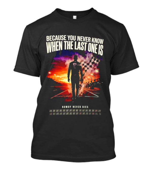 Kyle Busch Rowdy Never Dies Racing Sunset Victory Lane Checkerboard Flag T-Shirt