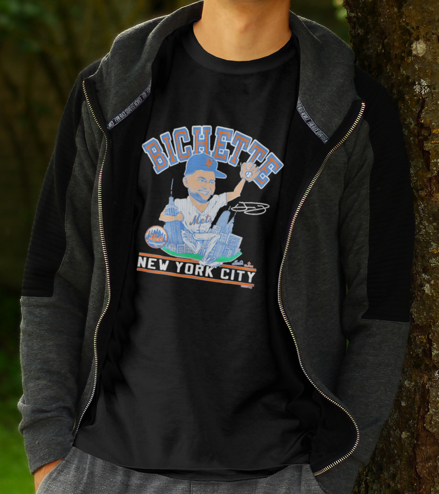New York Mets Bichette Caricature New York City Tri Blend T-Shirt
